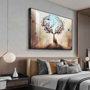 大芬油画村卧室床头装饰画主卧玫瑰花挂画轻奢现代高档房间背景墙