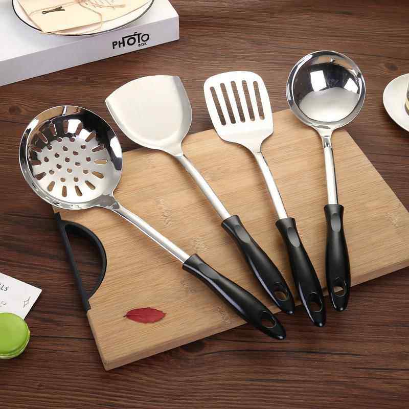 家用黑尖柄不锈钢锅铲套装 漏勺汤勺厨具 加厚炒菜铲子厨房用品,厨房/烹饪用具,锅铲,淘宝优惠券,粉丝福利购,淘宝优惠卷