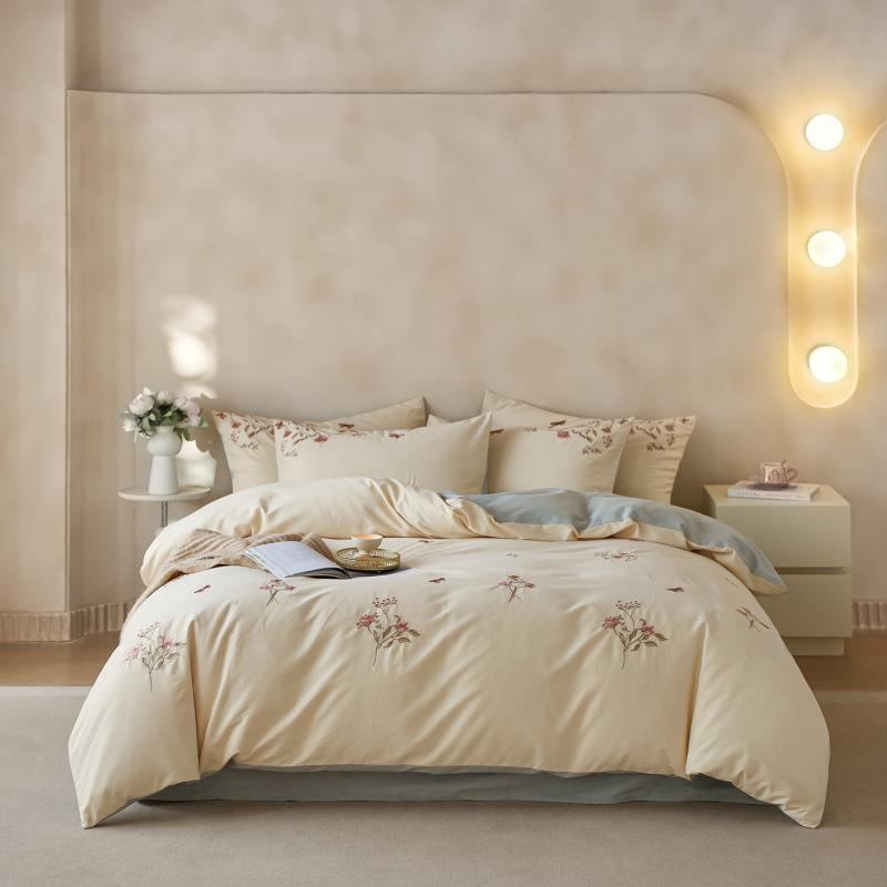 绣花磨毛纯棉四件套床上用品全棉秋冬季加厚床单被套床笠款三件套