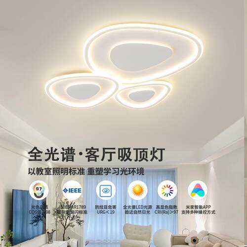 奶油风鹅卵石吸顶灯现代简约大气中山新款卧室客厅主灯流水追光灯