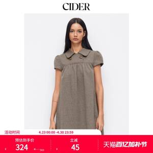 CIDER彼得潘娃娃领美式复古格子短袖针织波点连衣裙114967589