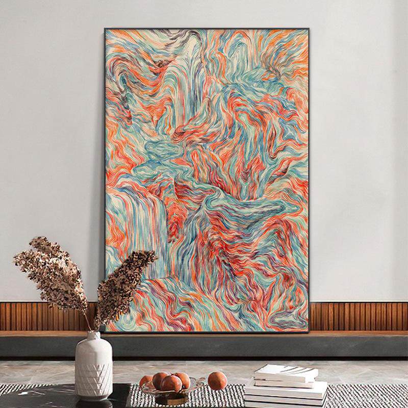 现代抽象彩色线条装饰画客厅卧室玄关挂画艺术客厅背景墙轻奢壁画