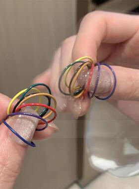 戒指七件套~彩色素圈叠戴戒指女ins高级感时尚个性指环2025年新款