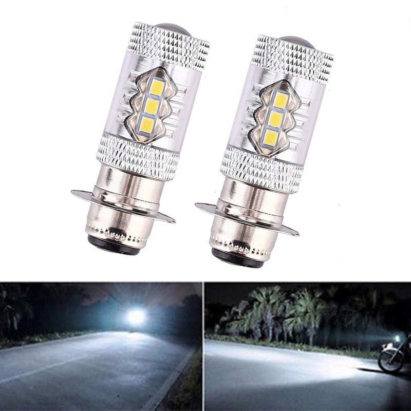 摩托车led改装大灯 H6 80W 16led 雾灯 PX15D BA20D 摩托车前照灯