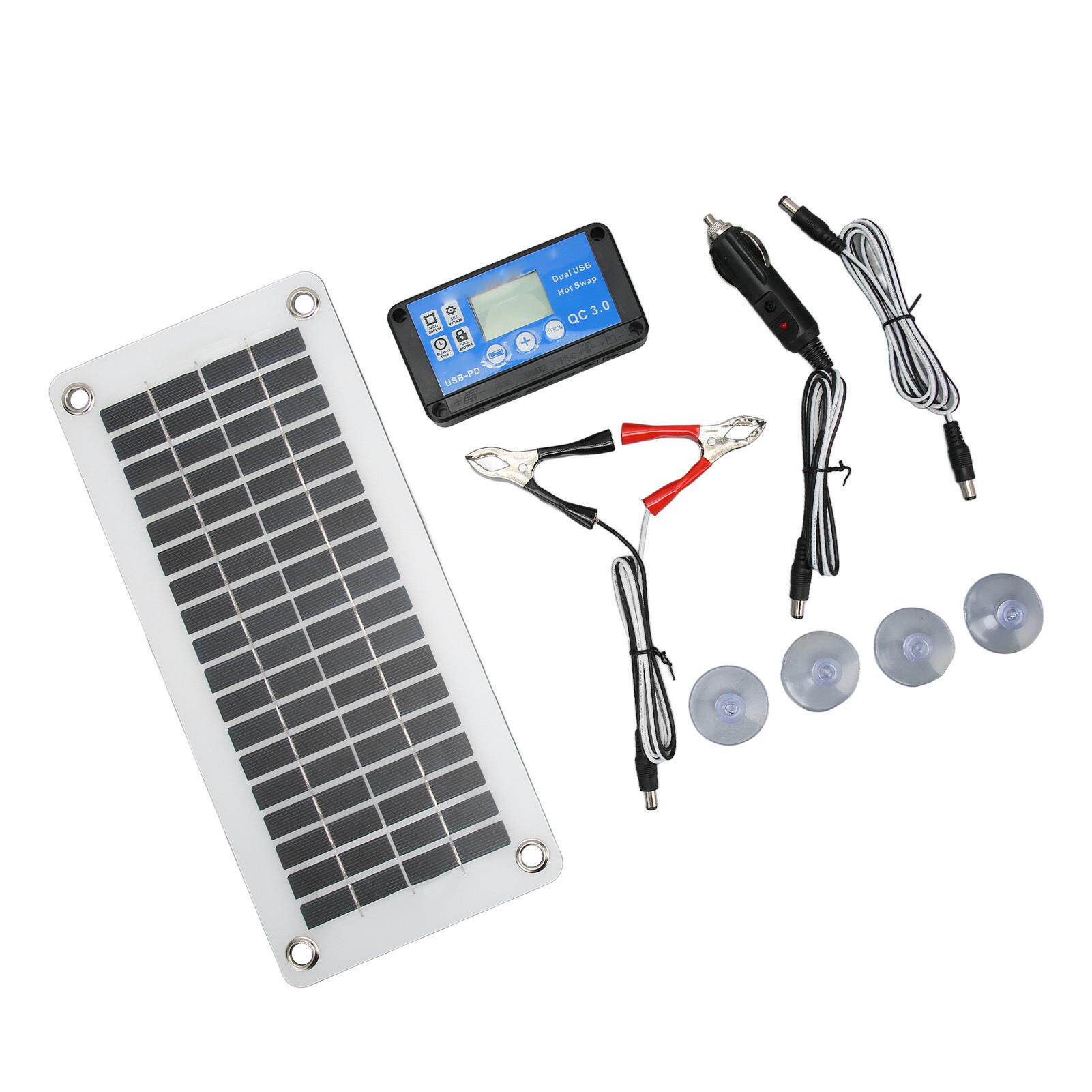 单多晶太阳能板防水控制器套装连接线便携式12V24V充电保护电瓶