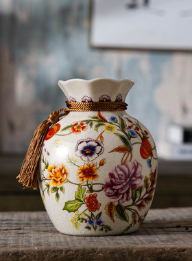 美式陶瓷花瓶高颜值轻奢创意新中式客厅餐桌桌面小花瓶高级感摆件