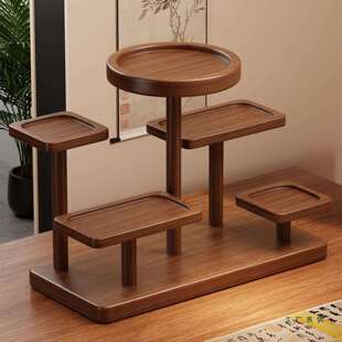 实木桌面杯架博古架茶具茶壶摆件置物架桌上多层放茶杯收纳展示架