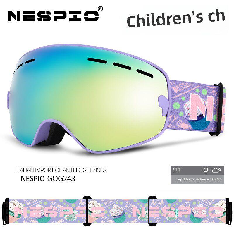 Nespio男女滑雪护目镜，近视儿童雪山登山装备，双层防雾滑雪眼镜