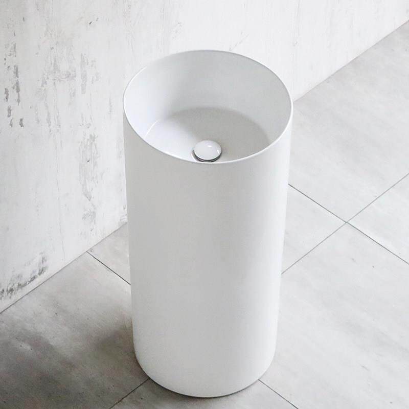 简约陶瓷立柱盆卫生间立式洗脸盆阳台一体落地式洗手盆小户型圆形