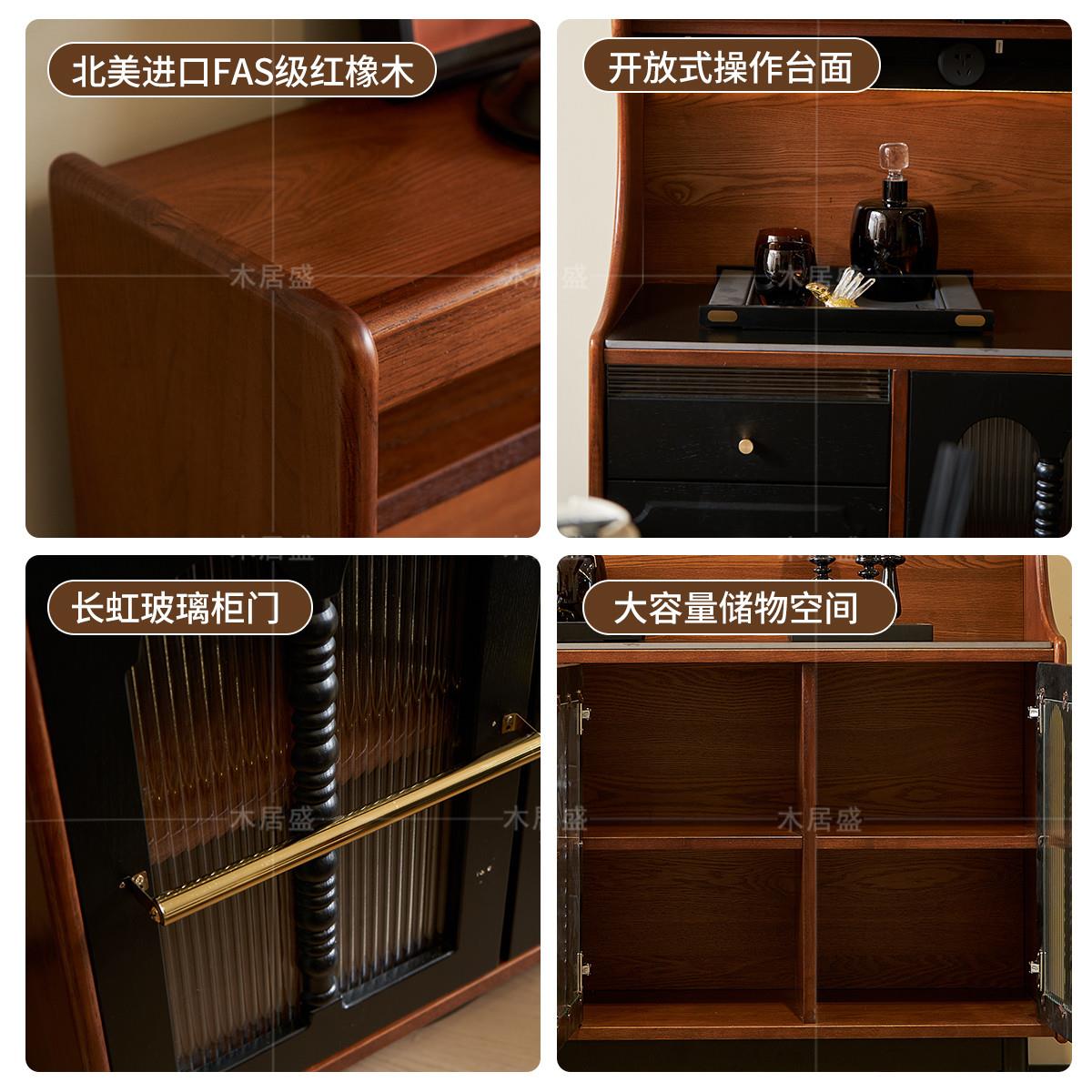 希拉里餐边柜法式覆古实木红橡木餐边柜客厅靠墙收纳柜橱柜储物柜