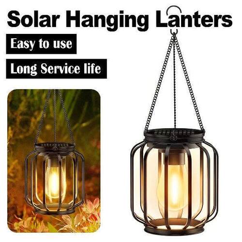 Solar Lantern Led Light Warm White Lamp Outdoor Sensor