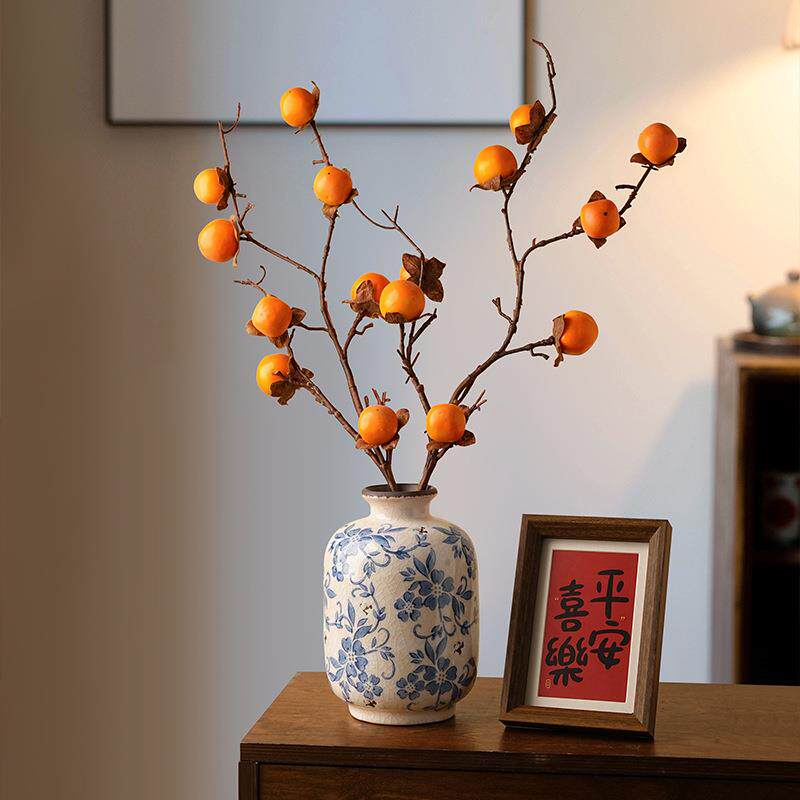 贝美中式青花侘瓶寂陶瓷花高级感花装饰摆插件客汉DBT厅中式创意