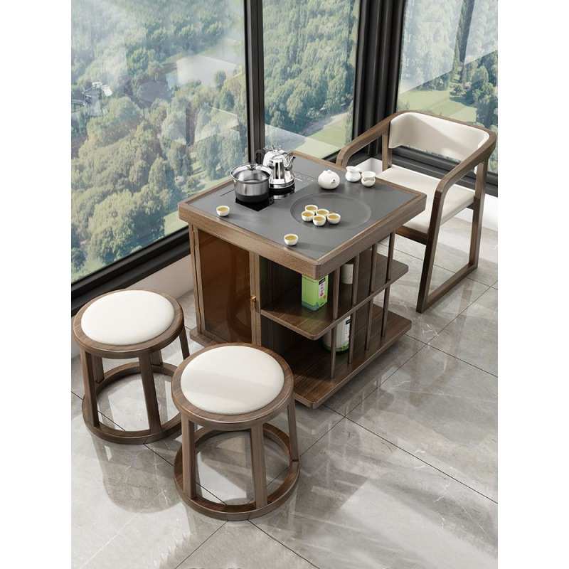 中式茶桌阳台实木茶台小型小户型一体泡茶移动组合客厅家用一整套