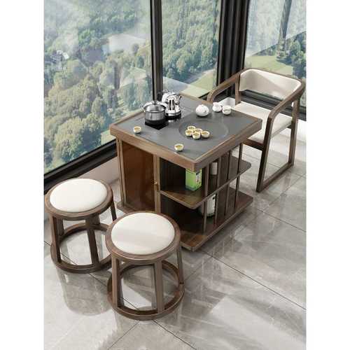 中式茶桌阳台实木茶台小型小户型一体泡茶移动组合客厅家用一整套