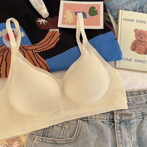 内衣女小胸聚拢收副乳防下垂液态果冻胶无钢圈冰丝无痕裸感文胸罩