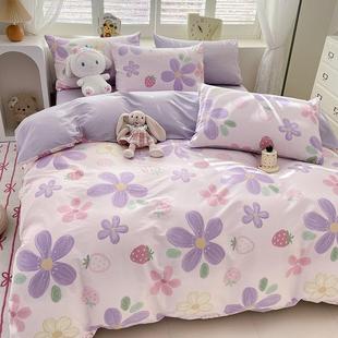 热025播款 全棉纯2棉学生床三件套DVG单品床单床笠单被套印花直小