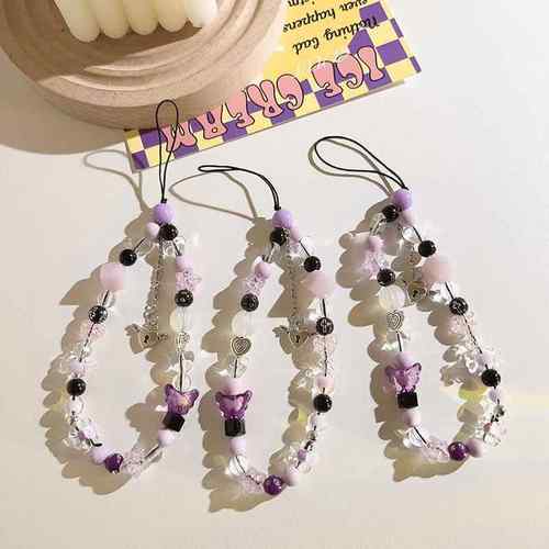 ins温柔感紫色星星手提链吊坠挂饰通用手机壳ccd相机挂链手机挂绳