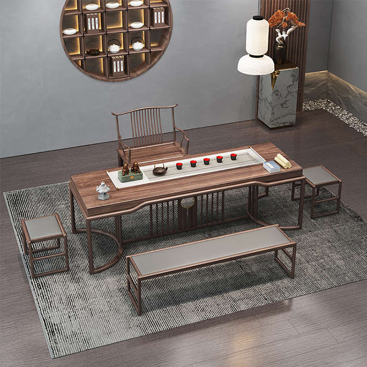 新中式茶桌椅组合实木茶台禅意功夫茶几家用办公室一体喝茶泡茶桌