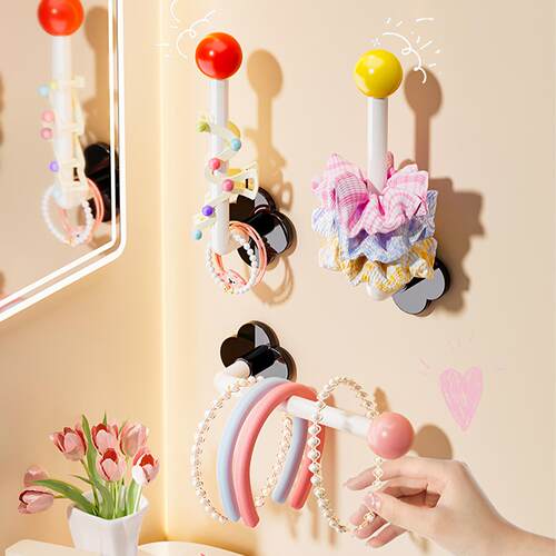 Wall-mounted bathroom storage rack for hair ties, rubber ban