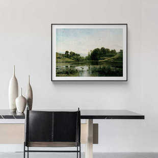 世界名画托比尼花园欧式古典风景植物湖泊森林装饰画客厅卧室餐厅