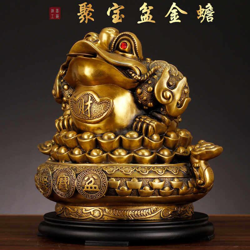 铜金蟾招财聚宝盆摆件特大号客厅商铺办公室全铜三足蟾蜍摆设装饰
