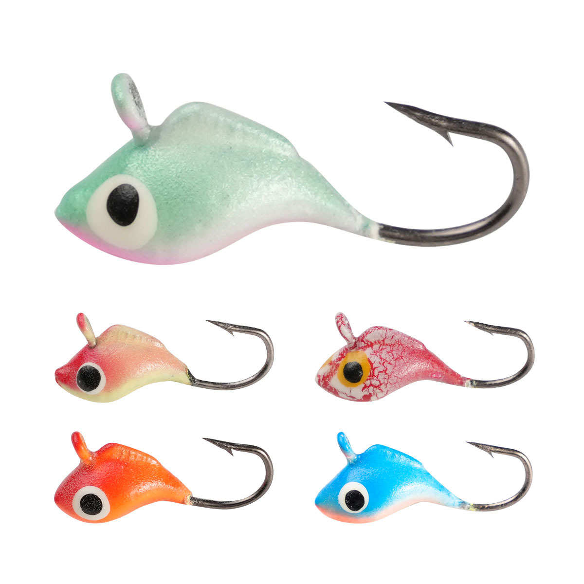 1g冰钓饵小冰钓根钓铅头钩路亚假饵仿生饵50只袋装批发