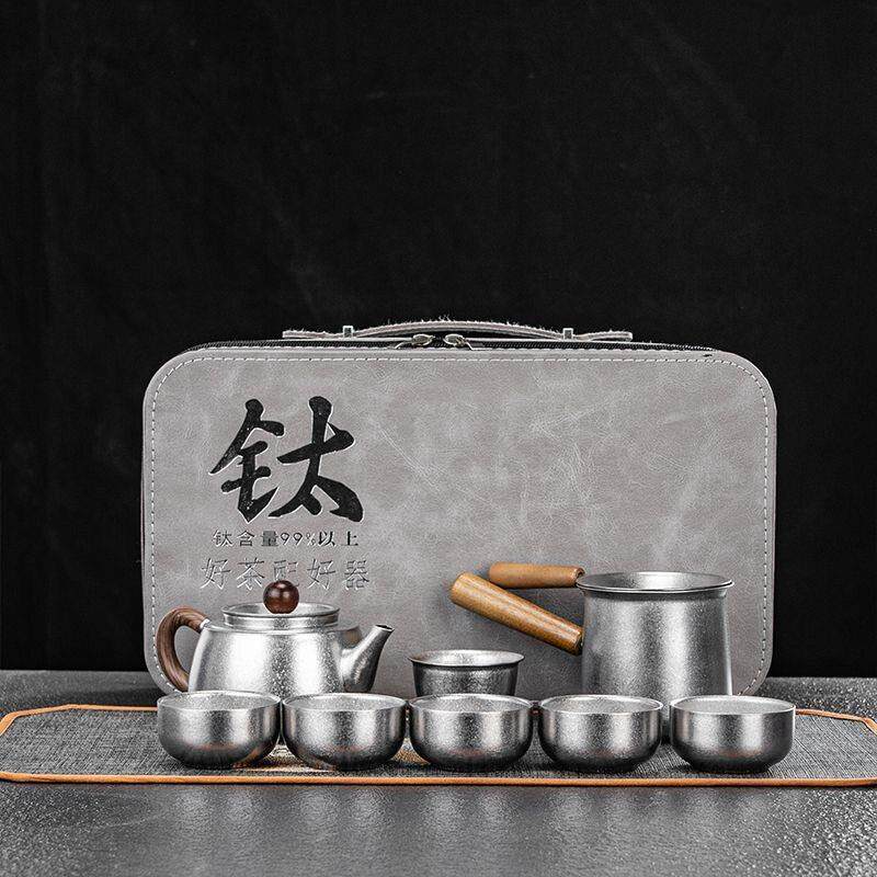 纯钛茶具钛杯功道茶具套装主人杯旅行便携商务办公茶具礼品茶道