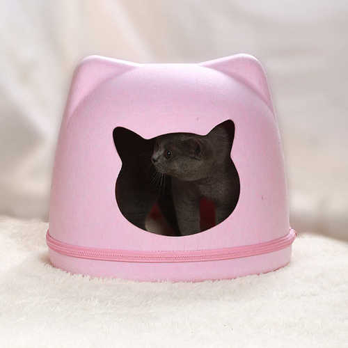 批发毛毡猫窝四季可用宠物窝半封闭猫耳朵形猫窝宠物窝