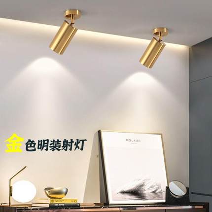 金色射灯led轻奢服装店铺餐饮婚纱画廊明装家用背景墙过道吸壁灯