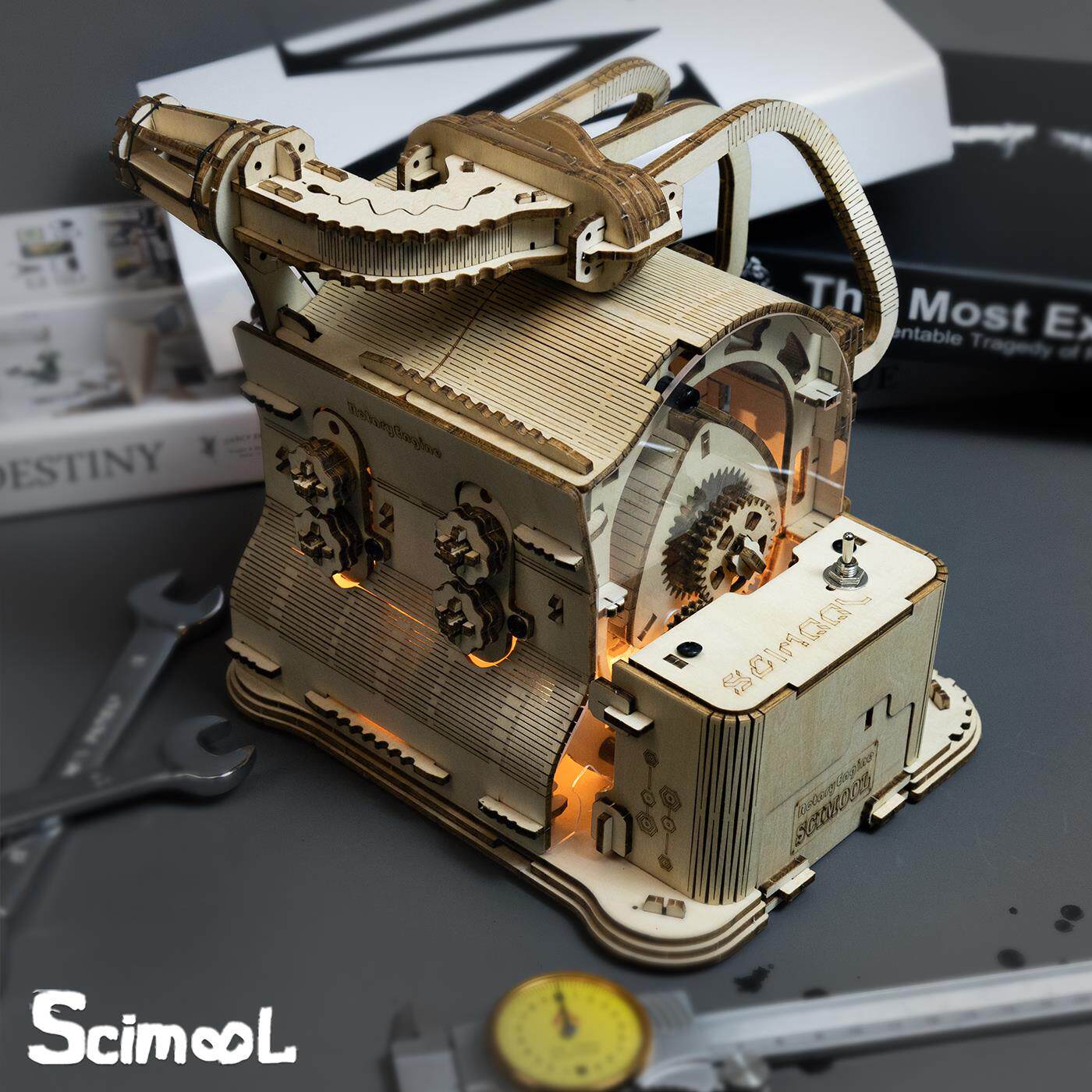 SCIMOOL木质3d立体拼图转子发动机拼装模型礼物DIY定制个性化摆件