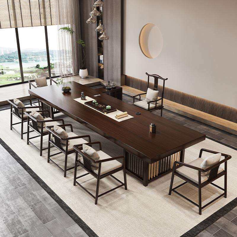 中式现代办公室家居茶室桌椅组合简约阳台实木茶几大厅会客泡茶桌