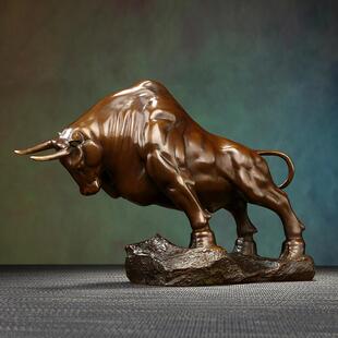 黄铜牛摆件开拓牛气冲天家居客厅办公室装饰品摆设开业乔迁礼品