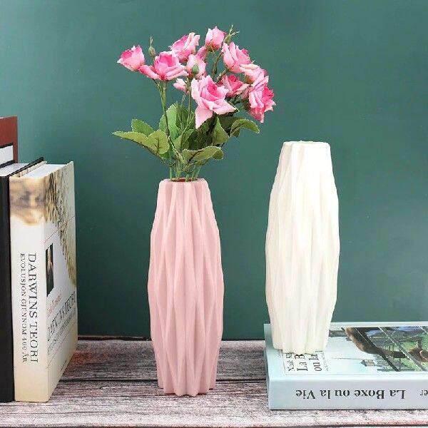 Flower Vase Decoration Home Plastic Vase White Imitation