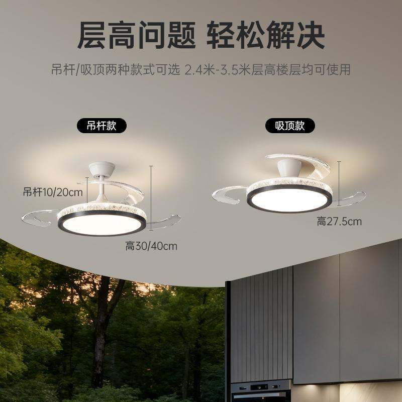 意式轻奢餐厅风扇护眼灯2025年新款现代简约餐厅白色隐形风扇灯具