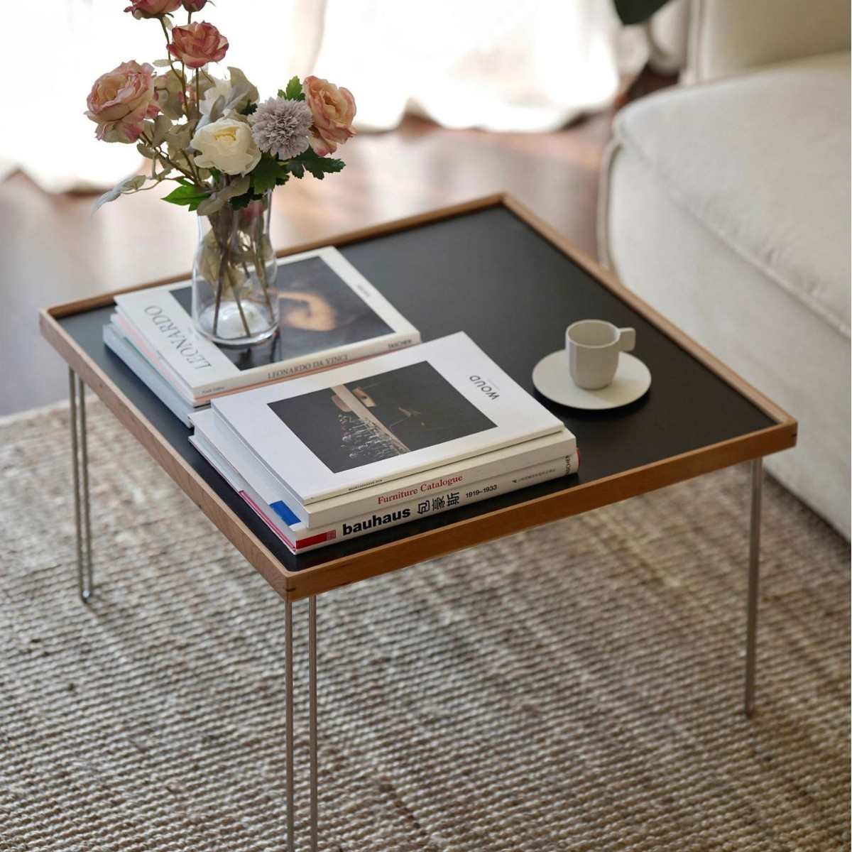 中古北欧简约小户型客厅方形现代轻奢高级感家用不锈钢创意茶几