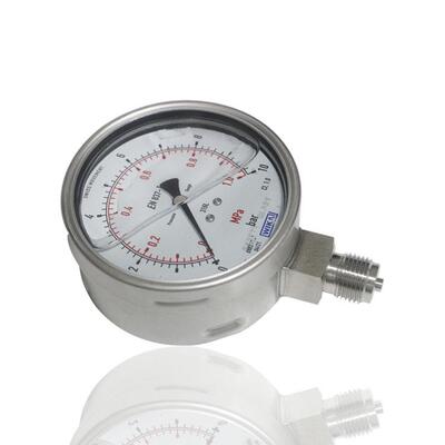 石化用全钢耐振充油不锈钢压力表注油316L径向YN100BF 1MPA G1/2