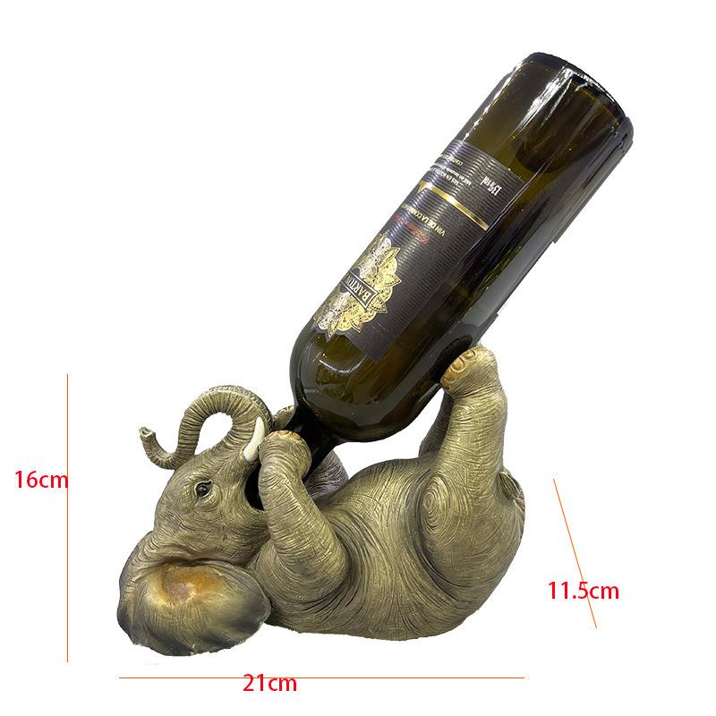 新款跨热卖大象红酒架zzw13017意品桌面创酒境柜装饰雕塑树脂工艺
