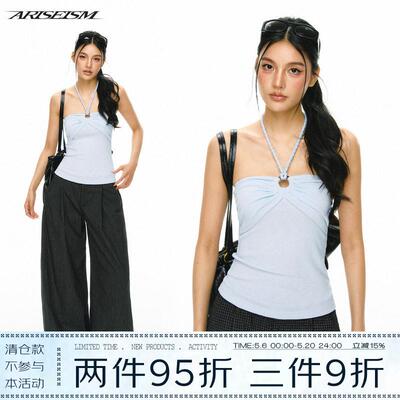 Ariseism 美式复古设计感挂脖吊带女夏季新款外穿上衣