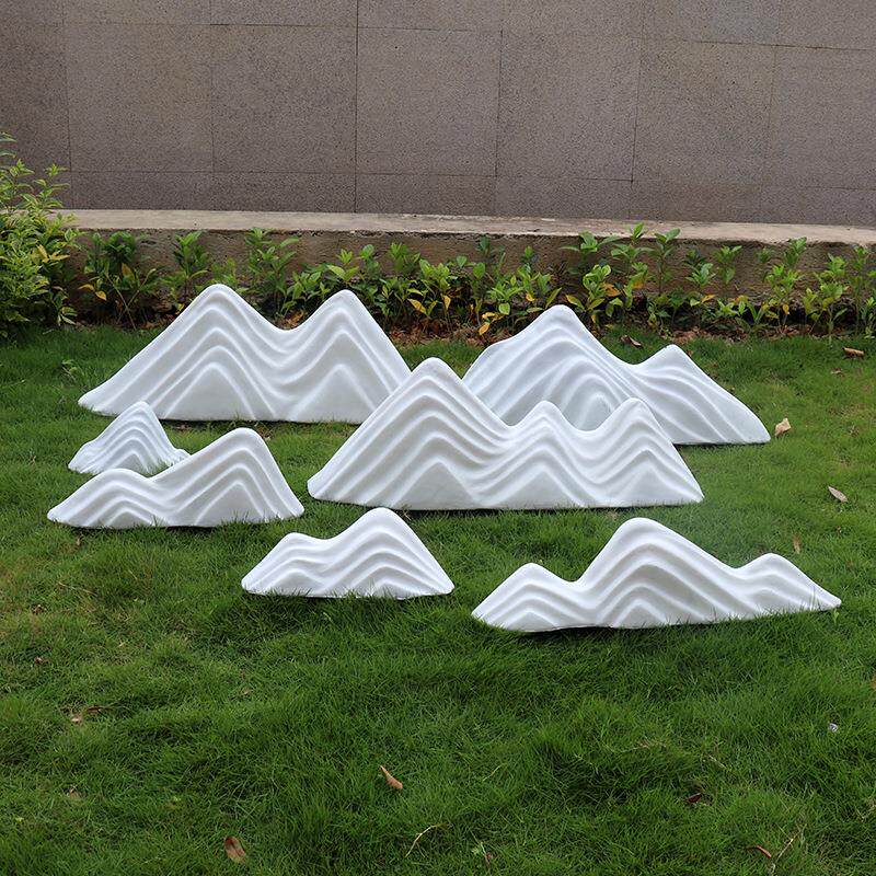 仿石头造景室内白色假山切片组合酒店展厅布置雪浪石店铺橱窗装饰