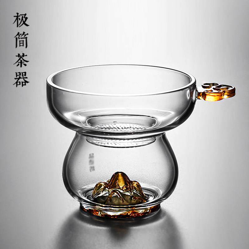 彩色如意观山玻璃公道杯茶叶茶漏滤茶器茶隔滤网高端过滤器茶具配