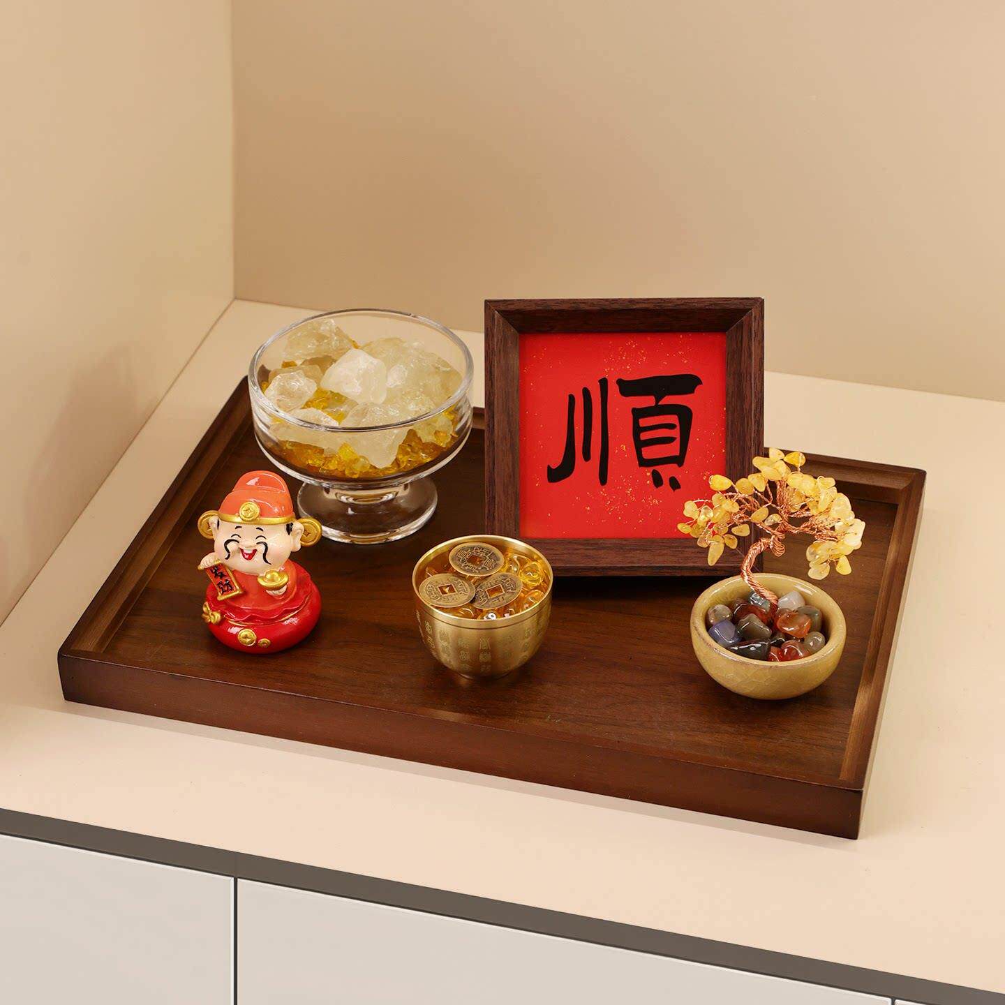 水晶发财树入户玄关装饰摆件财神乔迁礼物新居装饰布置仪式用品