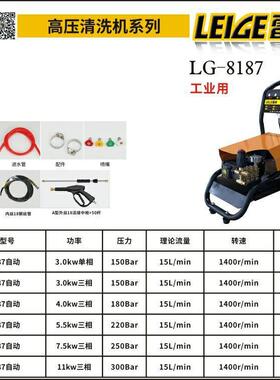 LG8187 高压商用水泵洗车机清洗机大功率工业用 除锈 养殖场清