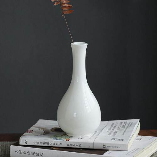 羊脂玉白瓷现代小花瓶陶瓷插花水培干花居家室内办公饰品花器赢朔