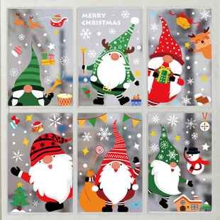 Santa elk static sticker Christmas vitrine decoration 静电贴