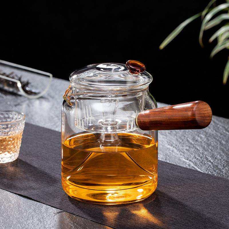 加厚耐热玻璃茶具侧把紫砂泡茶壶办公室功夫蒸煮茶器茶水分离
