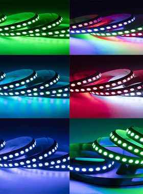 ld柔灯带全彩贴无品牌/片性5V144灯可编灯带内e置程幻彩户外三排