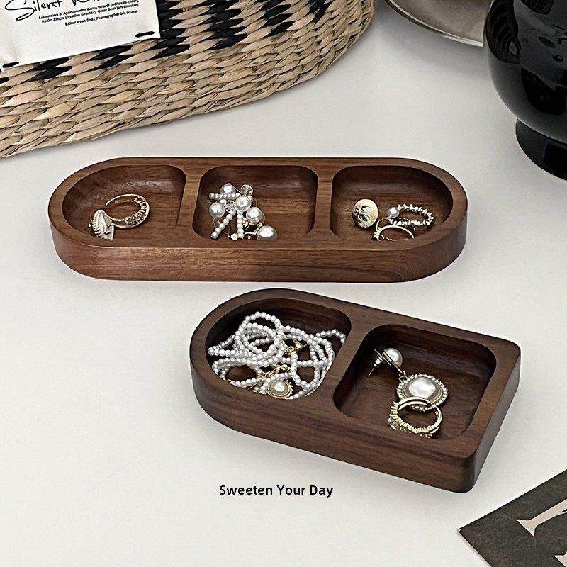 珠宝收纳盒桌面木制耳环耳环戒指项炼隔间收纳托盘入口收纳托盘,收纳整理,桌面收纳盒,淘宝优惠券,粉丝福利购,淘宝优惠卷