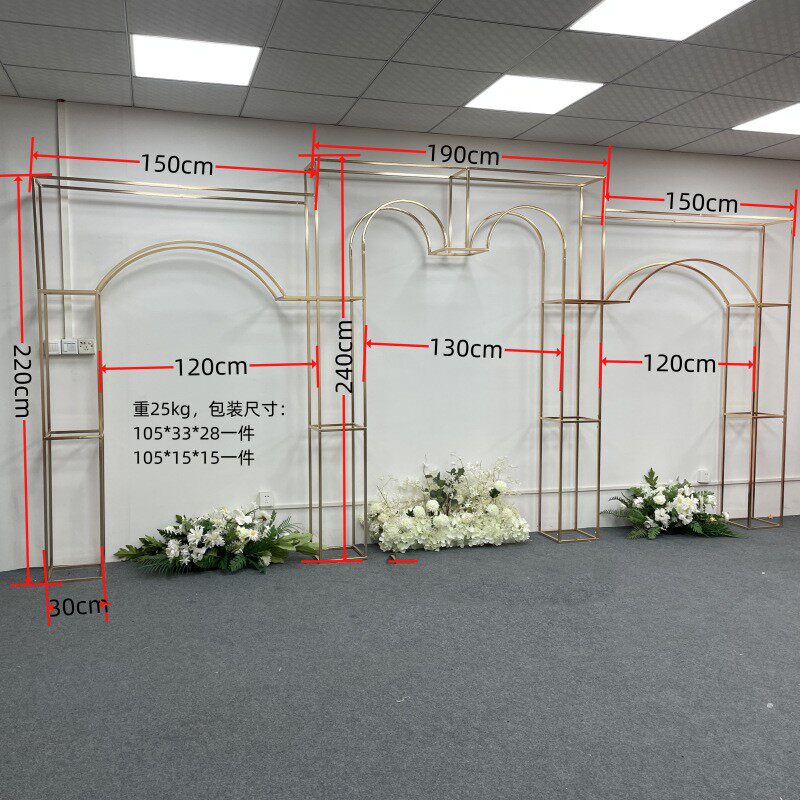 新婚庆镀金场WWO屏风背景架款铁艺心形室拱门内婚庆景装饰道具花