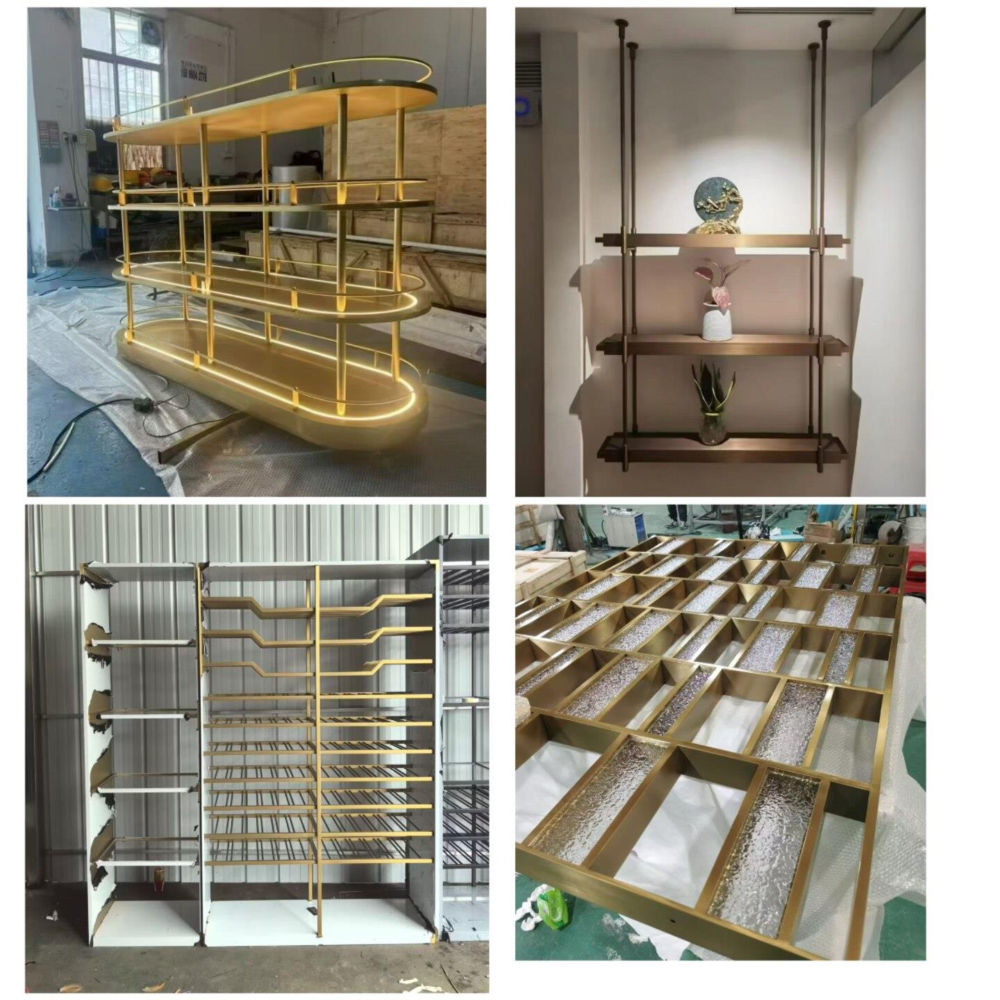 不锈钢酒柜吊柜导光板发光柜各种金属展示柜304古铜玫瑰钛金个性