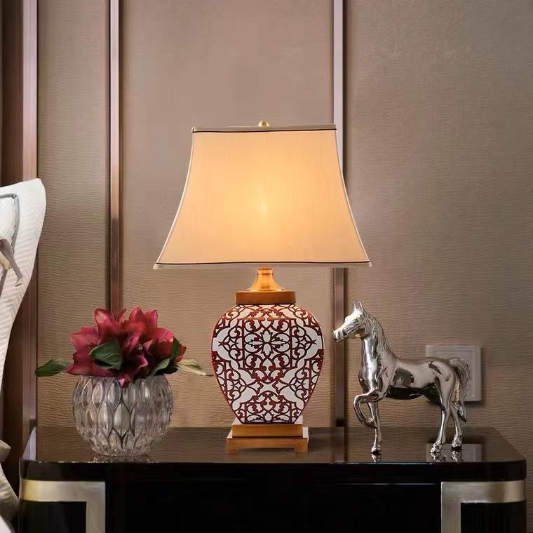 正品式床头柜台灯卧室奢创美式浪意漫温欧馨客厅家用轻陶瓷灯具